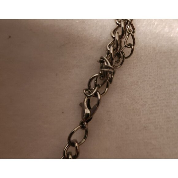 Matching Purple Beaded Necklace & Earring Set With Silver tone Chain - Picture 2 of 4